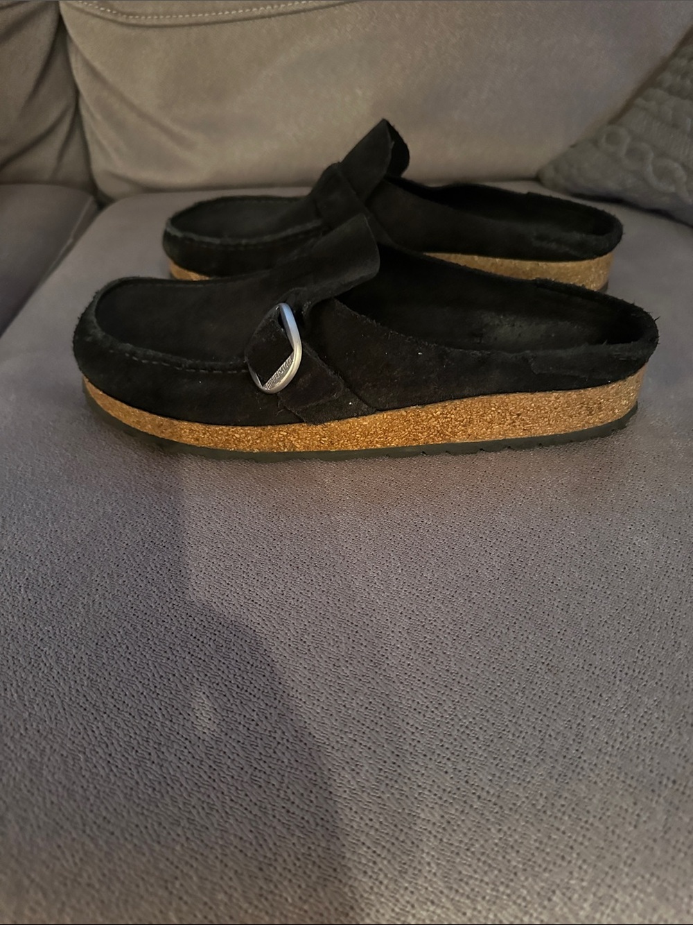 Birkenstock Black Suede Cork Slip-On Mule EU 42